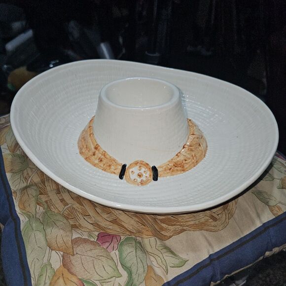 Mexican Sombrero Hat Chips And Dip Ceramic Bowl Unique Southwestern Style - Picture 1 of 7